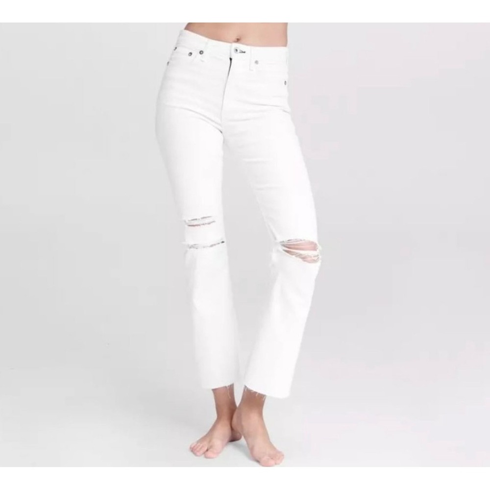 RAG & BONE‎ Nina High-Rise Ankle Flare Distressed Jeans Summer White Sz 24